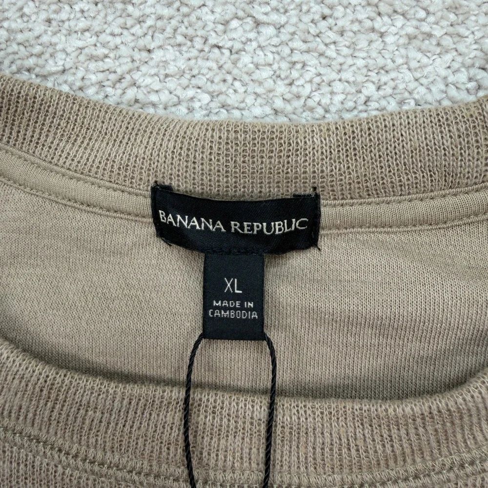 NEW Banana Republic Mens XL Double Knit Crew Timber Wolf Brown NWT